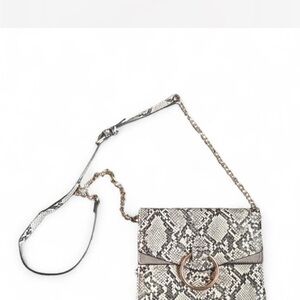 Snake print ring clasp crossbody bag